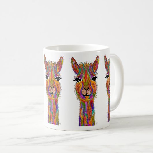 Schattigee en kleurrijke Llama Mok 11 oz. (Voorkant rechts)