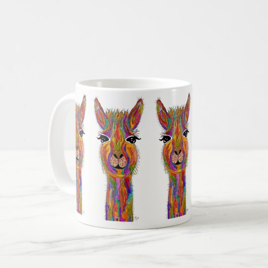 Schattigee en kleurrijke Llama Mok 11 oz. (Voorkant links)