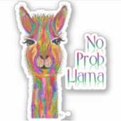 Schattigee en kleurrijke Llama Vinyl Stickers (Voorkant)