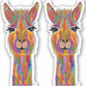 Schattigee en kleurrijke Llama Vinyl Stickers (Voorkant)