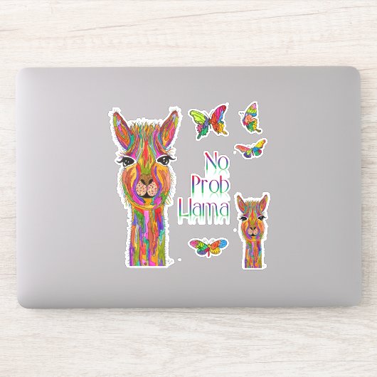 Schattigee en kleurrijke Llama Vinyl Stickers (Computer)