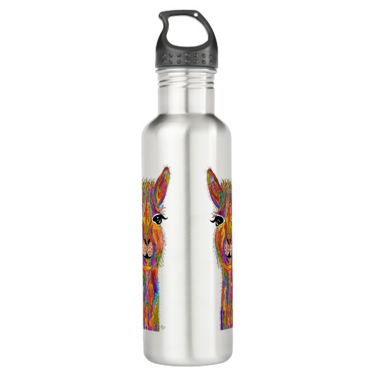 Schattigee en kleurrijke Llama waterfles Waterfles (Achterkant)