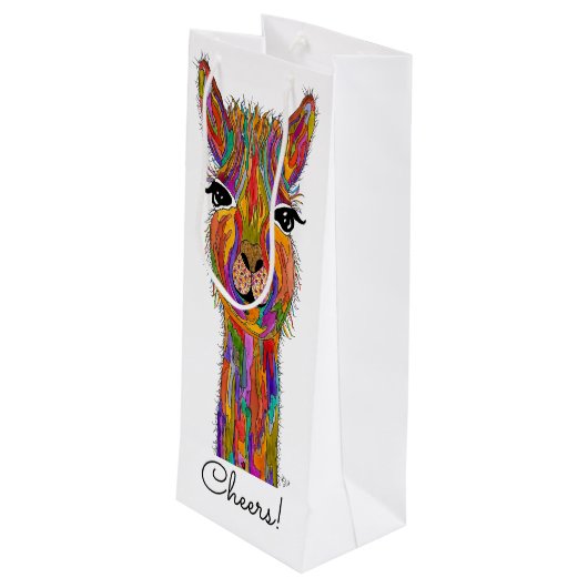 Schattigee en kleurrijke Llama wijnzak Wijn Cadeautas (Achterkant Gekanteld)