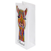 Schattigee en kleurrijke Llama wijnzak Wijn Cadeautas (Voorkant Gekanteld)