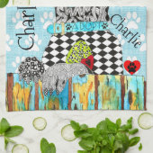 Schattigee en kleurrijke Mixed Breed Dog Keukendoe Theedoek (Gevouwen)