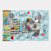 Schattigee en kleurrijke Mixed Breed Dog Keukendoe Theedoek (Horizontaal)