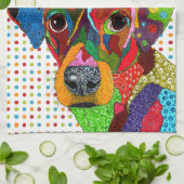 Schattigee en kleurrijke Mixed Breed Dog Keukendoe Theedoek (Gevouwen)