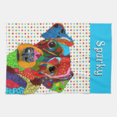 Schattigee en kleurrijke Mixed Breed Dog Keukendoe Theedoek (Horizontaal)