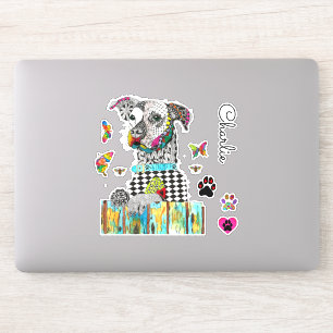 Schattigee en kleurrijke Mixed Breed Dog Vinyl Sti Sticker