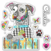 Schattigee en kleurrijke Mixed Breed Dog Vinyl Sti Sticker (Voorkant)