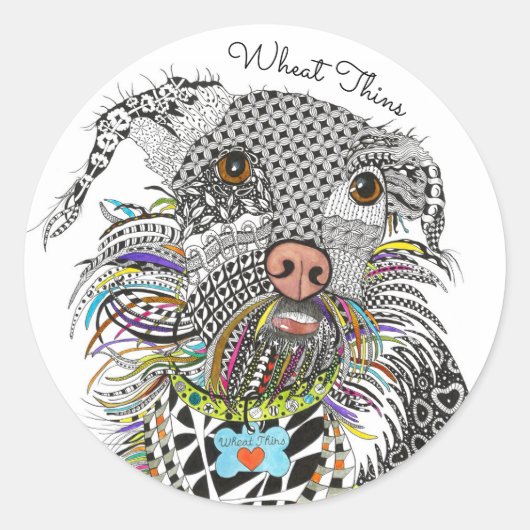 Schattigee en kleurrijke Mixed Breed Terrier Dog S Ronde Sticker (Voorkant)