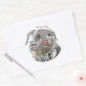 Schattigee en kleurrijke Mixed Breed Terrier Dog S Ronde Sticker (Envelop)