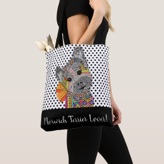 Schattigee en kleurrijke Norwich Terrier Lover Can Tote Bag (Dichtbij)