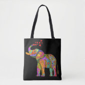 Schattigee en kleurrijke olifant Canvas tas (Voorkant)