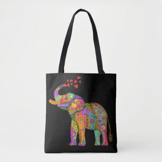 Schattigee en kleurrijke olifant Canvas tas (Voorkant)