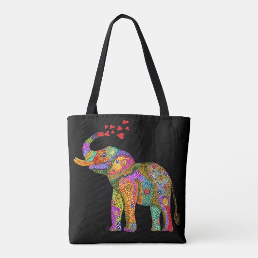 Schattigee en kleurrijke olifant Canvas tas (Achterkant)