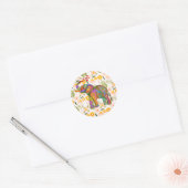 Schattigee en kleurrijke olifant ronde sticker (Envelop)