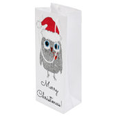 Schattigee en kleurrijke Owl Christmas Wine Bag Wijn Cadeautas (Achterkant Gekanteld)