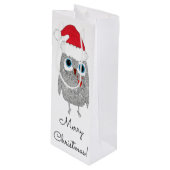 Schattigee en kleurrijke Owl Christmas Wine Bag Wijn Cadeautas (Voorkant Gekanteld)
