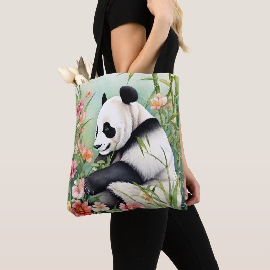 Schattigee en kleurrijke Panda Beer Canvas tas (Dichtbij)