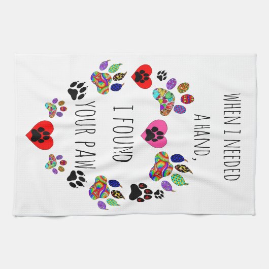 Schattigee en kleurrijke Paw Print Keukenhanddoek (Horizontaal)