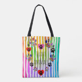 Schattigee en kleurrijke Pet Paws Heart Canvas tas (Achterkant)