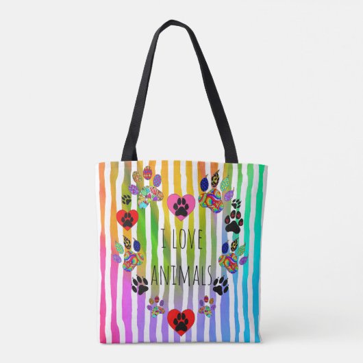 Schattigee en kleurrijke Pet Paws Heart Canvas tas (Achterkant)