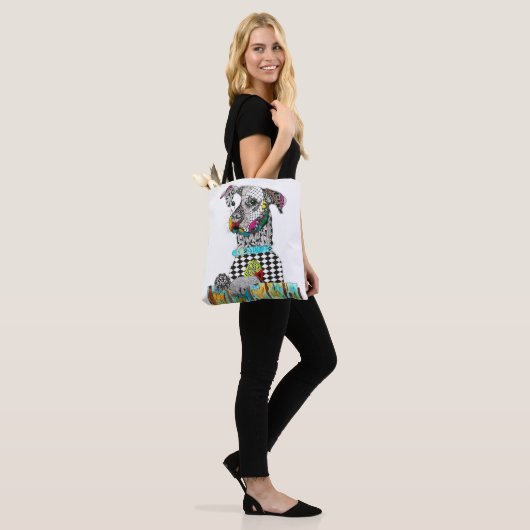 Schattigee en kleurrijke Pit Bull Canvas tas (Op model)