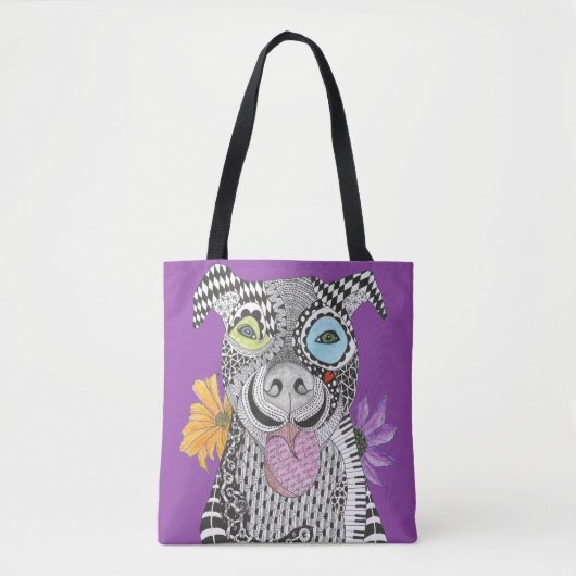 Schattigee en kleurrijke Pit Bull Canvas tas (Voorkant)