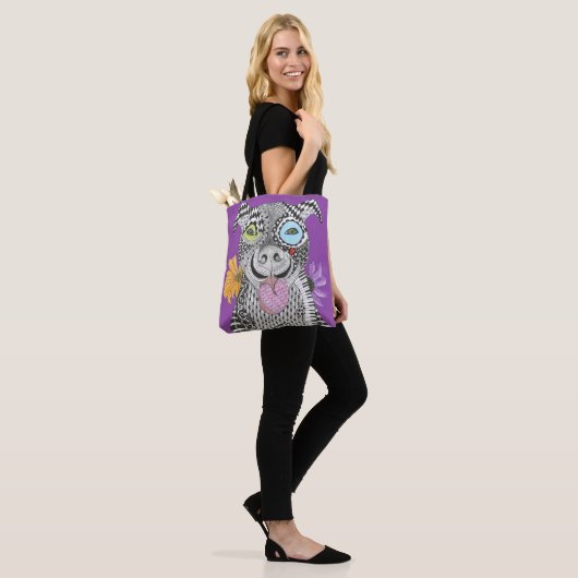 Schattigee en kleurrijke Pit Bull Canvas tas (Op model)