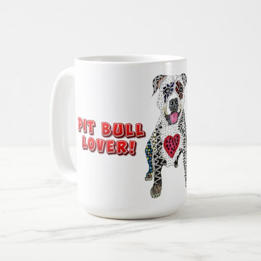Schattigee en kleurrijke Pit Bull Coffee Mok (Voorkant links)