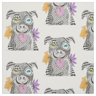 Schattigee en kleurrijke Pit Bull Fabric Stof