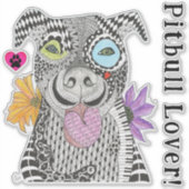 Schattigee en kleurrijke Pitbull Lover Vinyl Stick Sticker (Voorkant)
