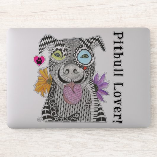 Schattigee en kleurrijke Pitbull Lover Vinyl Stick Sticker (Computer)