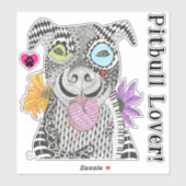 Schattigee en kleurrijke Pitbull Lover Vinyl Stick Sticker (Vel)