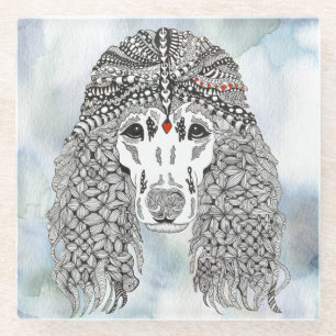 Schattigee en kleurrijke Poedel Dog Glass Onderzet Glazen Onderzetter