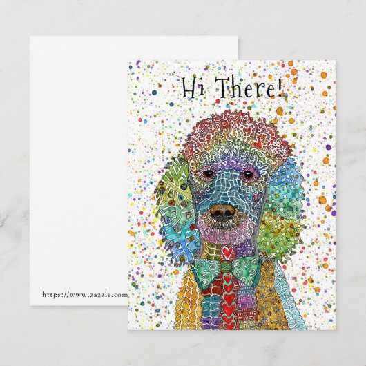 Schattigee en kleurrijke Poodle Goldendoodle Bedankkaart (Voorkant / Achterkant)