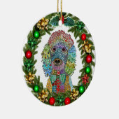 Schattigee en kleurrijke Poodle Goldendoodle Keramisch Ornament (Rechts)