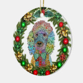 Schattigee en kleurrijke Poodle Goldendoodle Keramisch Ornament (Links)