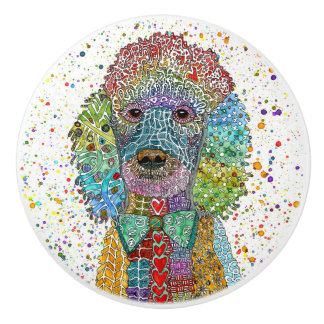 Schattigee en kleurrijke Poodle Goldendoodle Keramische Knop