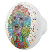 Schattigee en kleurrijke Poodle Goldendoodle Keramische Knop (Rechts)