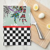 Schattigee en kleurrijke Rooster Keuken Handdoek (Quarter Fold)