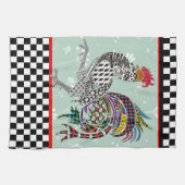 Schattigee en kleurrijke Rooster Keuken Handdoek (Horizontaal)
