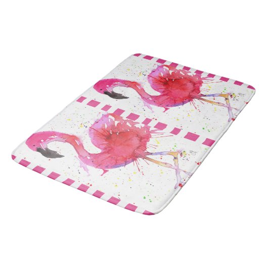 Schattigee en kleurrijke roze flamingo badmat (Gekanteld)