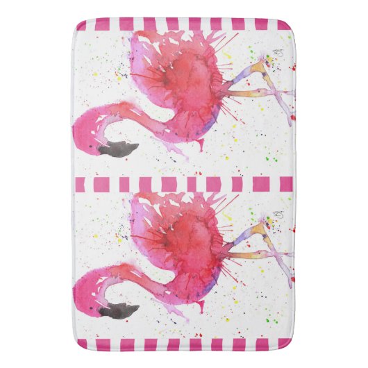 Schattigee en kleurrijke roze flamingo badmat (Voorkant Verticaal)