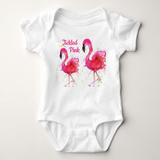 Schattigee en kleurrijke roze flamingo romper (Voorkant)