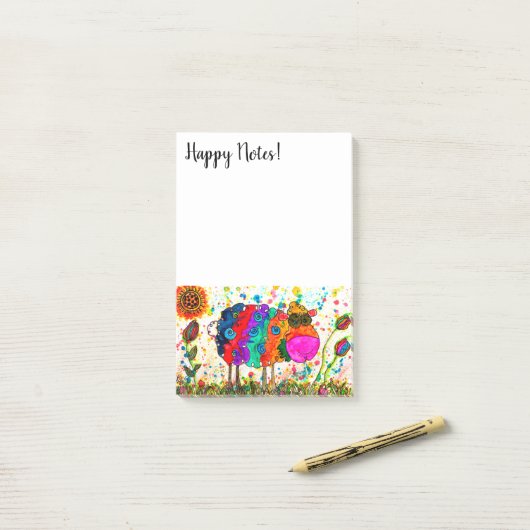 Schattigee en kleurrijke schapen post-it® notes (Op bureau)