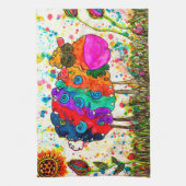 Schattigee en kleurrijke schapenkeukenhanddoek theedoek (Verticaal)