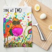 Schattigee en kleurrijke schapenkeukenhanddoek theedoek (Quarter Fold)