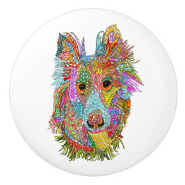 Schattigee en kleurrijke Sheltie Deurknop Keramische Knop